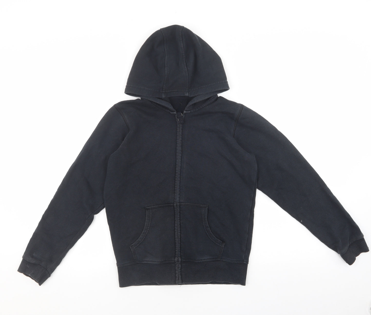 Marks and Spencer Boys Black Cotton Full Zip Hoodie Size 10-11 Years Zip