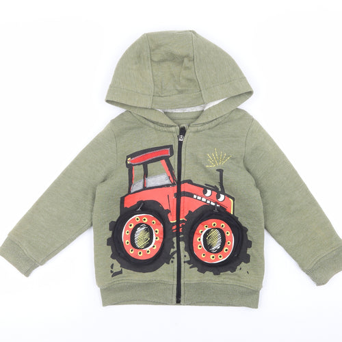Nutmeg Boys Green Cotton Full Zip Hoodie Size 2-3 Years - Tractor