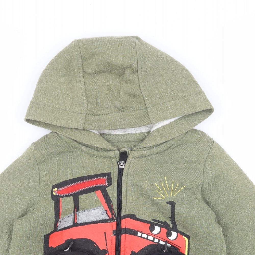 Nutmeg Boys Green Cotton Full Zip Hoodie Size 2-3 Years - Tractor