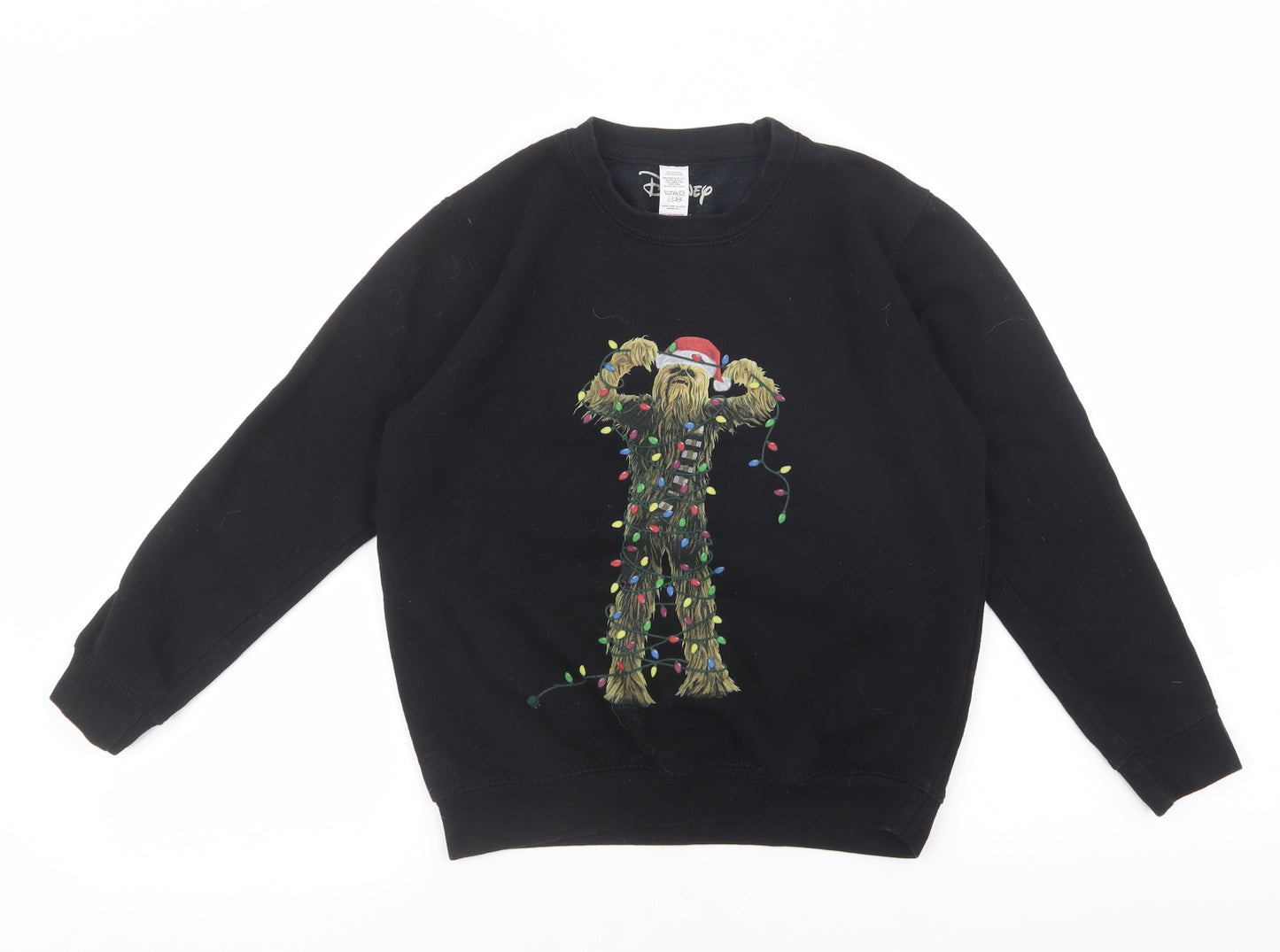 Disney Boys Black Cotton Pullover Sweatshirt Size 9 Years - Chewbacca, Christmas
