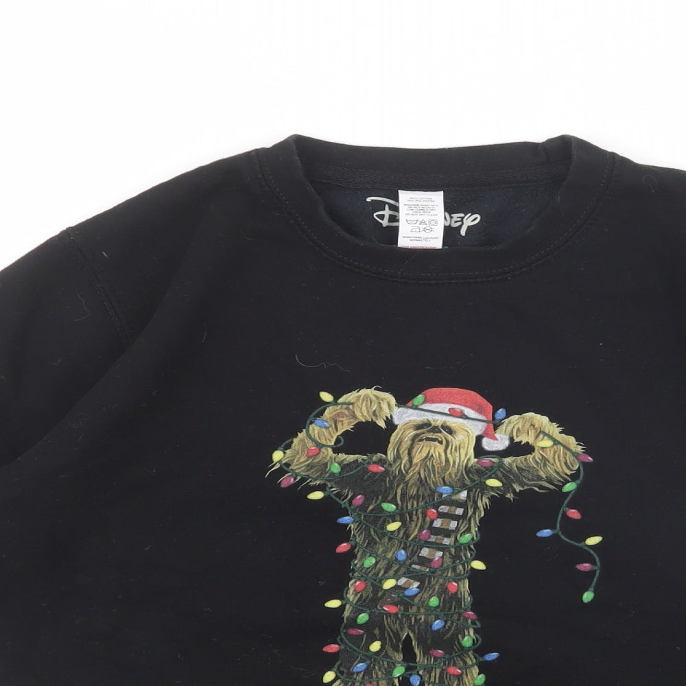 Disney Boys Black Cotton Pullover Sweatshirt Size 9 Years - Chewbacca, Christmas