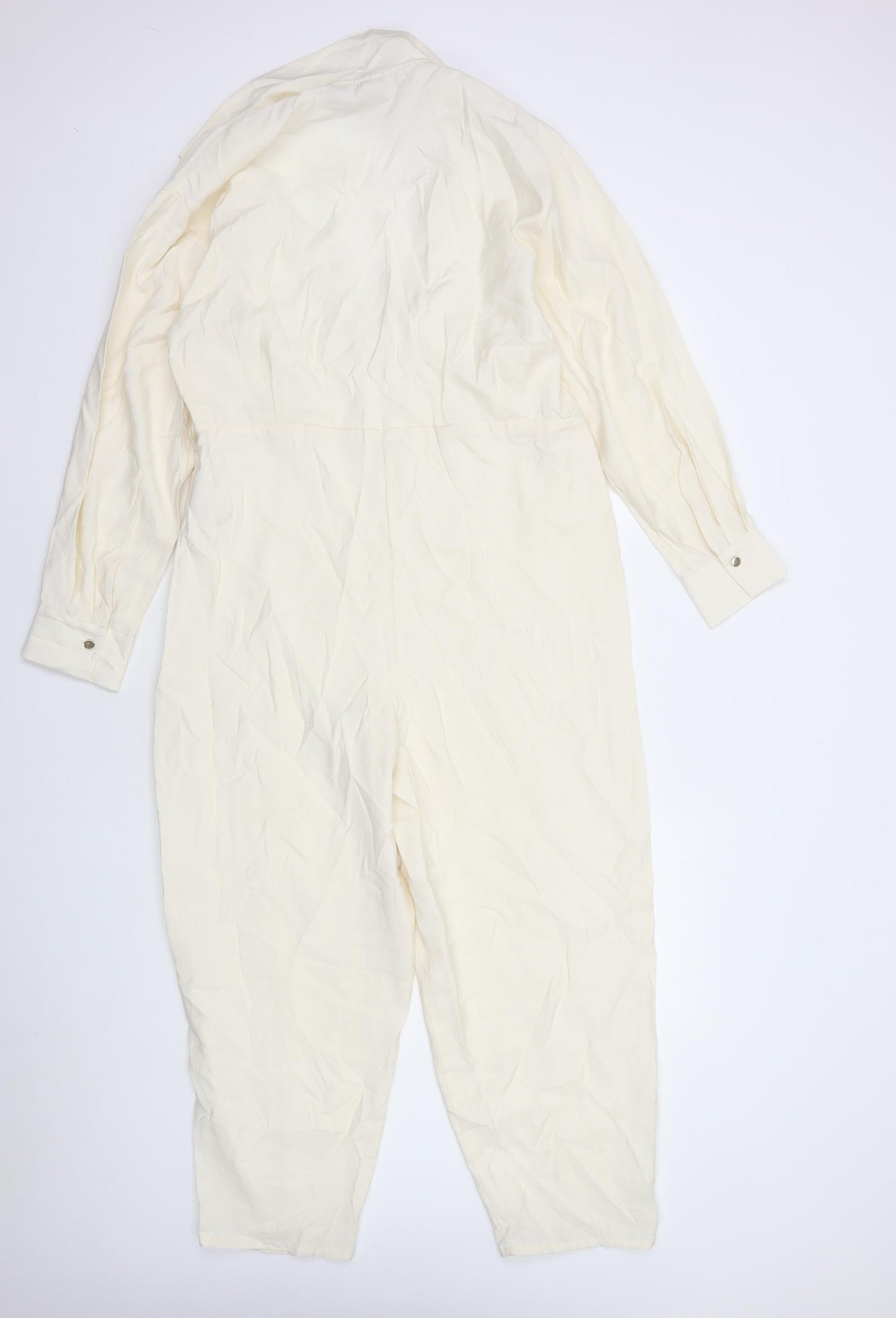 Zara Womens Ivory Viscose Jumpsuit One-Piece Size L L24 in Zip