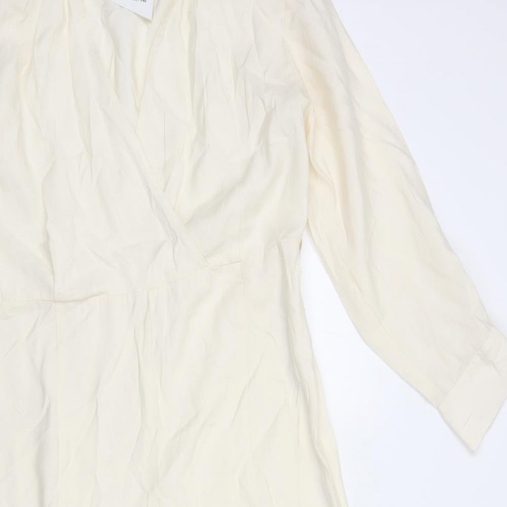 Zara Womens Ivory Viscose Jumpsuit One-Piece Size L L24 in Zip