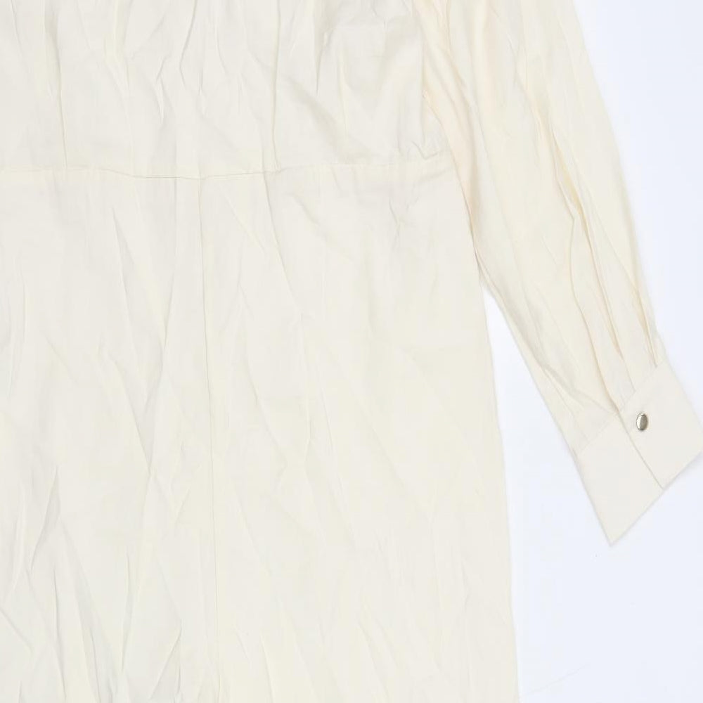 Zara Womens Ivory Viscose Jumpsuit One-Piece Size L L24 in Zip