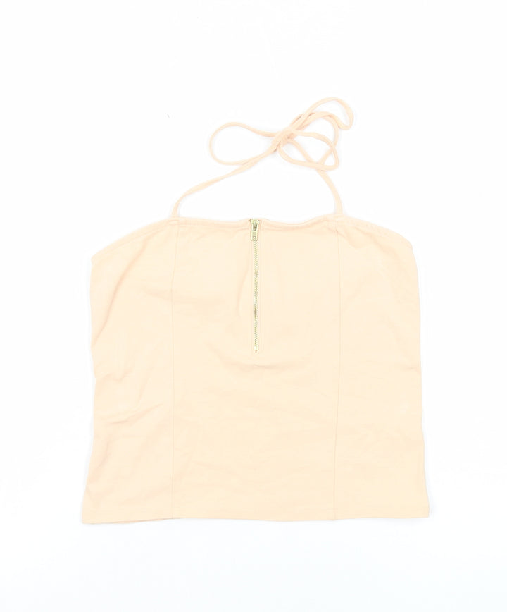 Kimchi Blue Womens Beige Cotton Cropped Tank Size M Halter