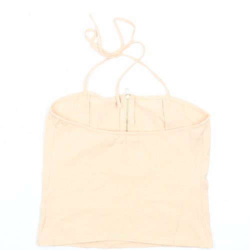 Kimchi Blue Womens Beige Cotton Cropped Tank Size M Halter