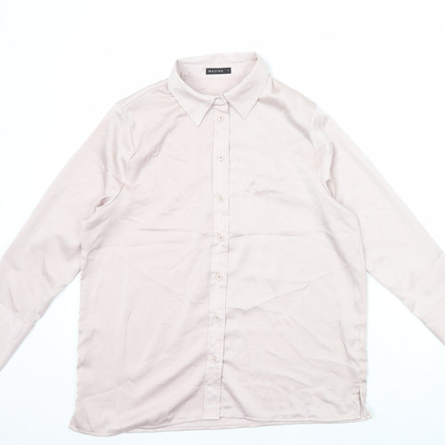 Mazing Womens Pink Polyester Basic Button-Up Size S Collared