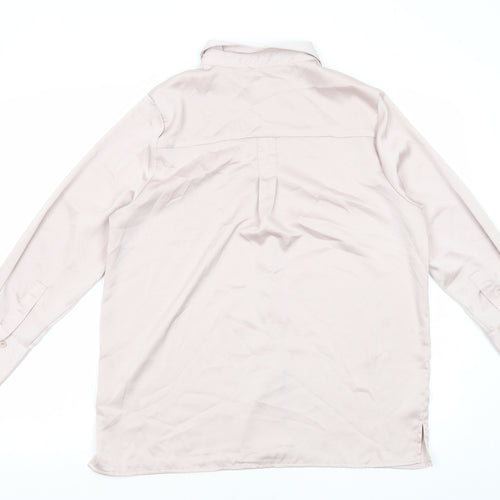 Mazing Womens Pink Polyester Basic Button-Up Size S Collared