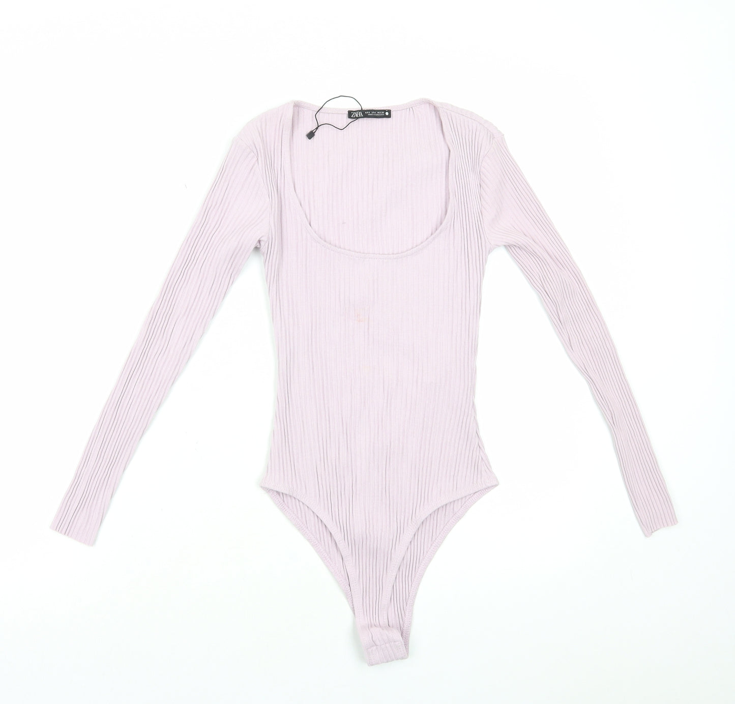 Zara Womens Purple Viscose Bodysuit One-Piece Size S Snap - Ribbed