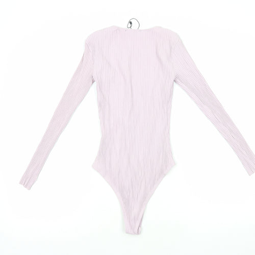 Zara Womens Purple Viscose Bodysuit One-Piece Size S Snap - Ribbed