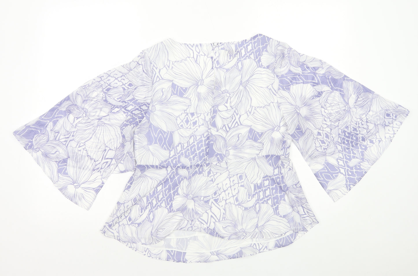 Monsoon Womens Purple Geometric Polyester Basic Blouse Size 10 Round Neck
