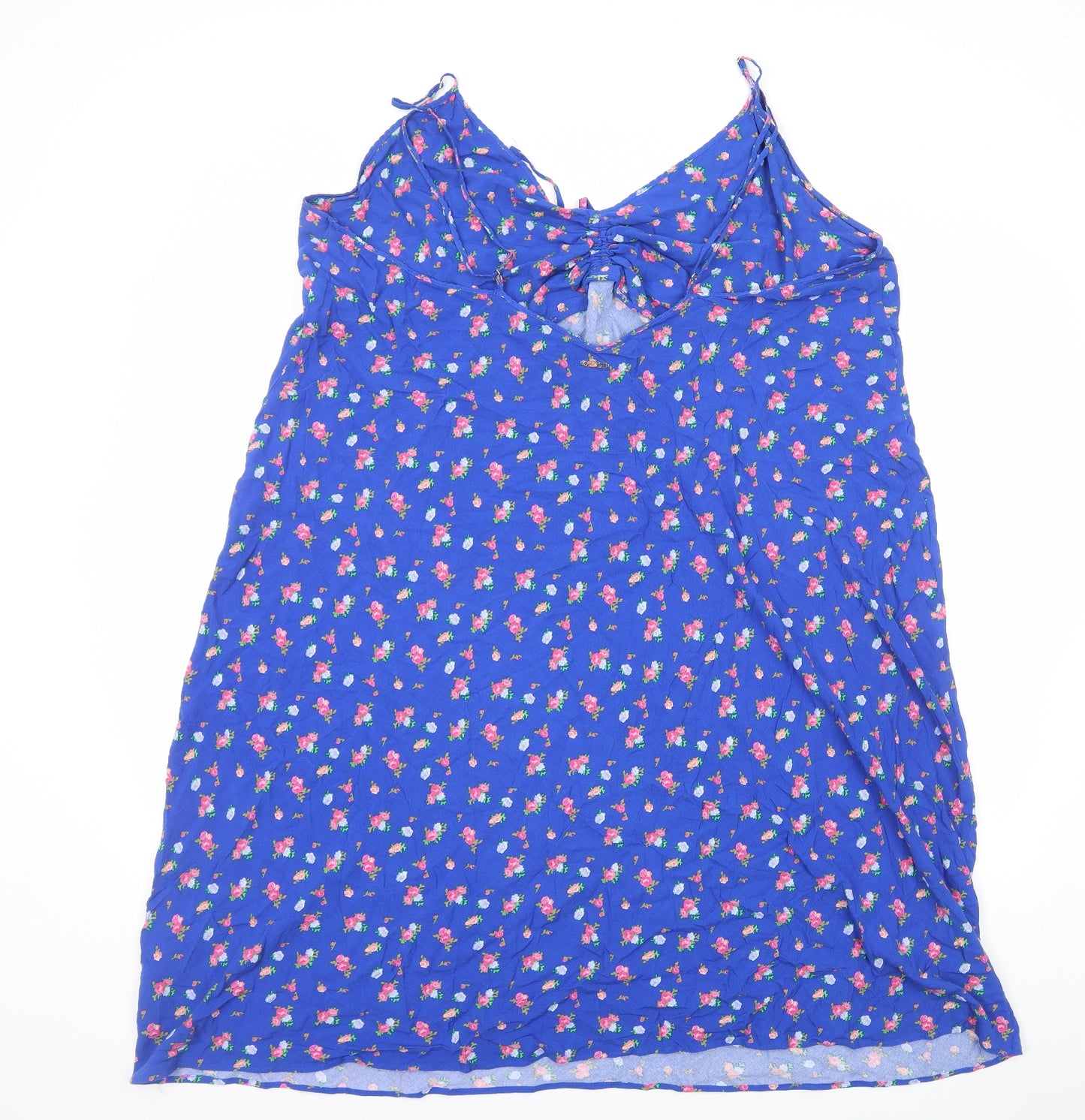 Marks and Spencer Womens Blue Floral Viscose A-Line Size 24 V-Neck Pullover