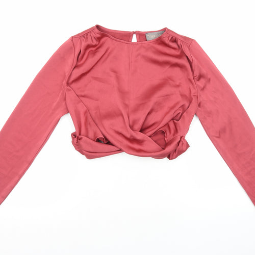 The Girlcode Womens Red Polyester Cropped T-Shirt Size 10 Round Neck - Tie Waist