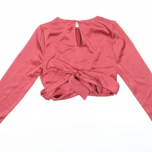 The Girlcode Womens Red Polyester Cropped T-Shirt Size 10 Round Neck - Tie Waist