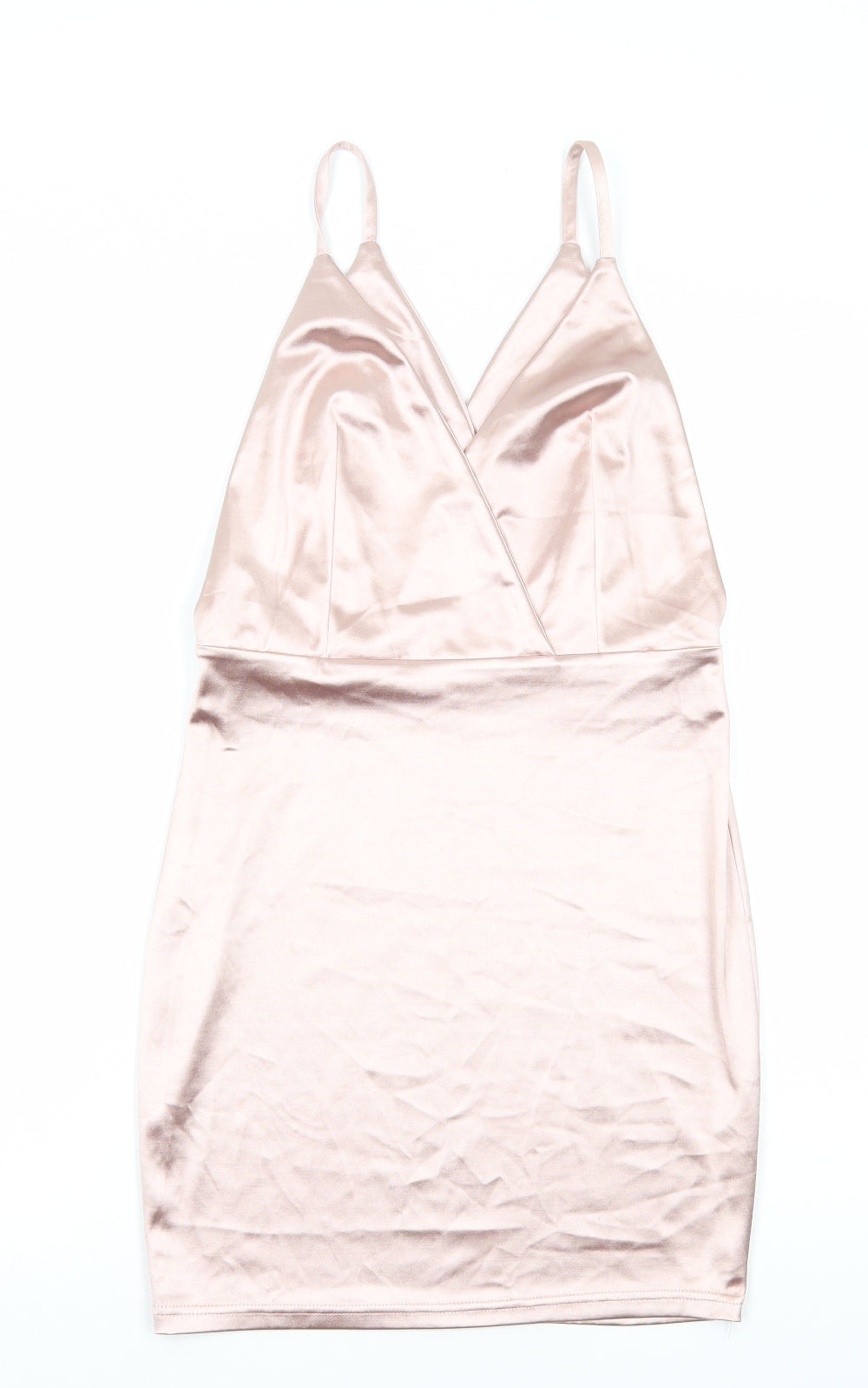Saint Genies Womens Pink Polyester Bodycon Size 12 V-Neck Zip