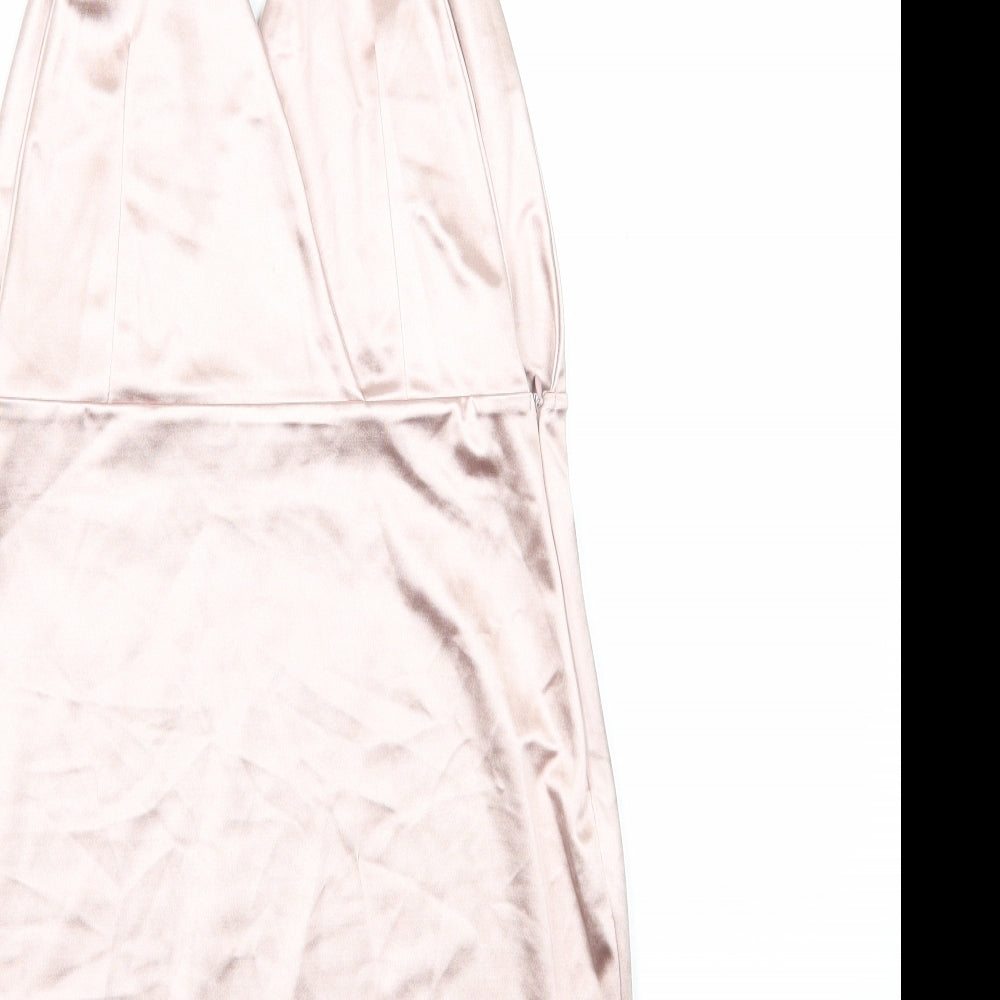 Saint Genies Womens Pink Polyester Bodycon Size 12 V-Neck Zip