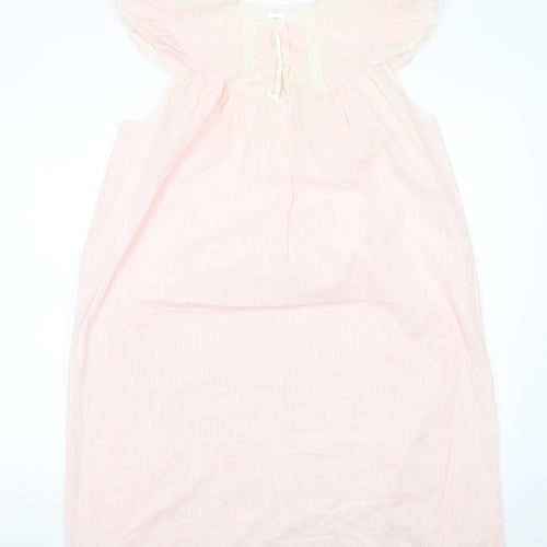 Preworn Womens Pink Striped Viscose A-Line Size 14 Round Neck Pullover - Lace Trim Size 14-16