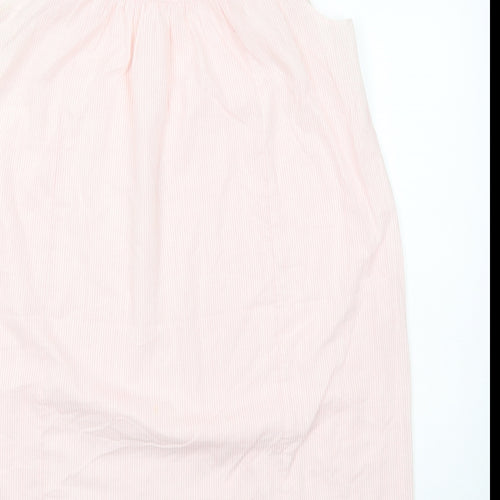 Preworn Womens Pink Striped Viscose A-Line Size 14 Round Neck Pullover - Lace Trim Size 14-16