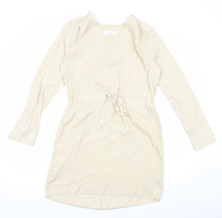 Primark Womens Beige Polyester Shift Size 8 V-Neck Pullover - Drawstring Waist