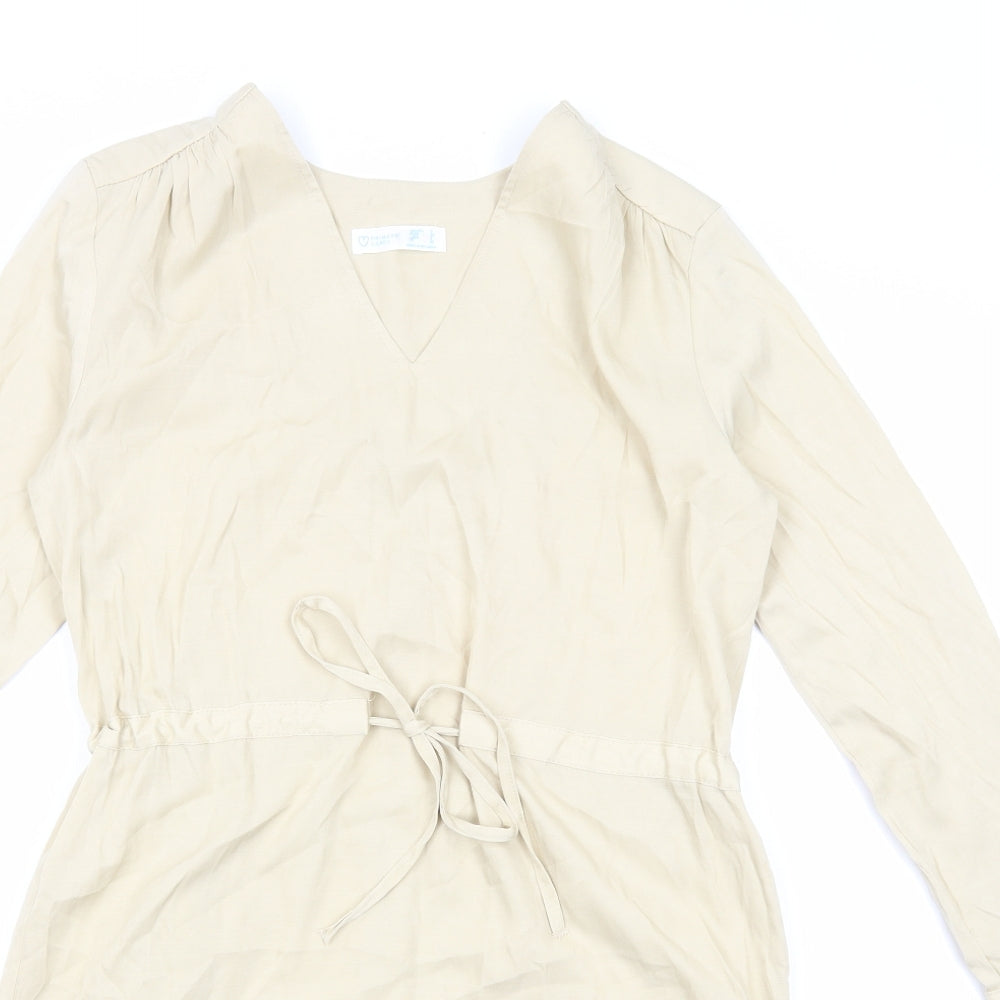 Primark Womens Beige Polyester Shift Size 8 V-Neck Pullover - Drawstring Waist