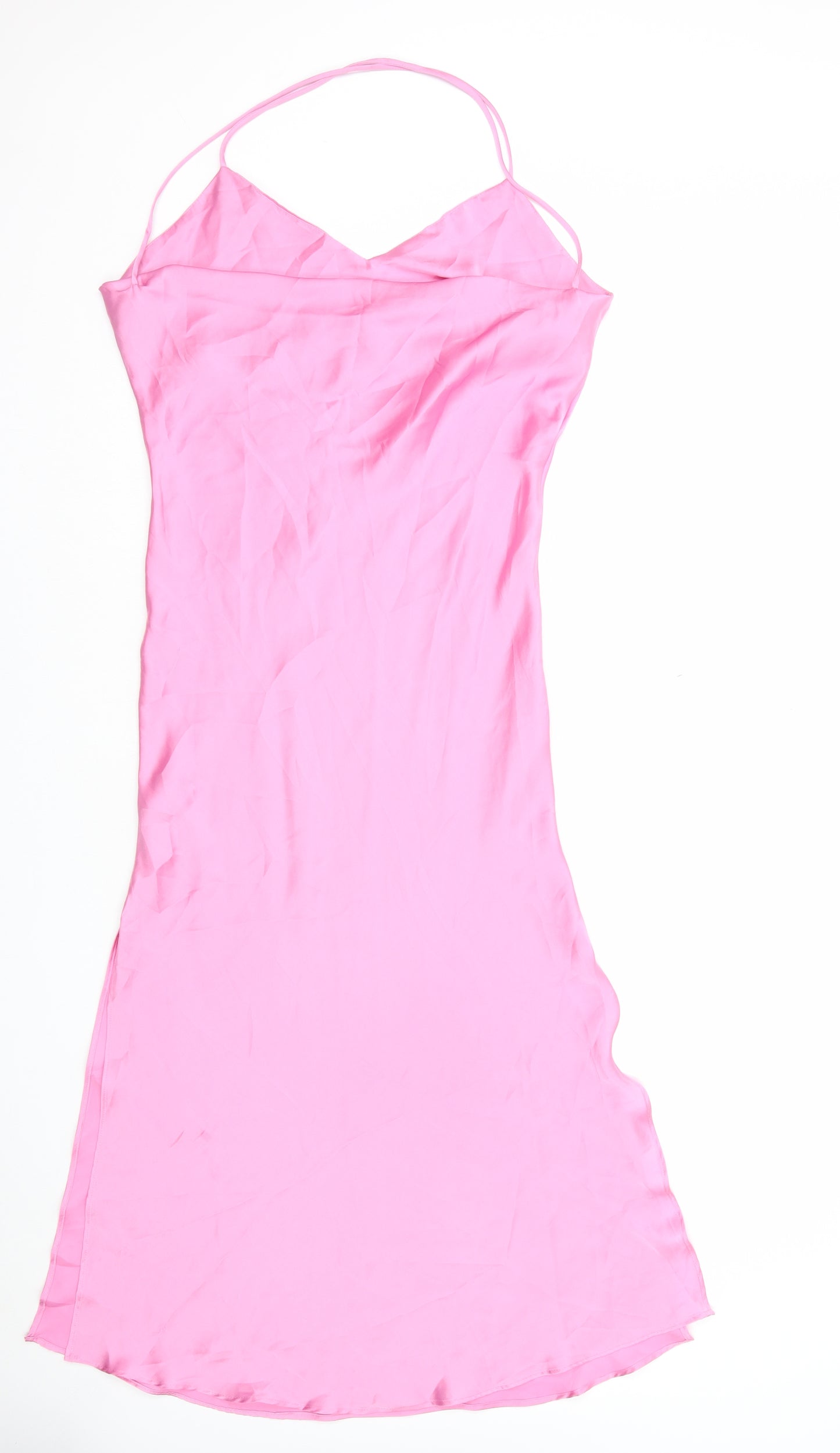 Topshop Womens Pink Polyester Slip Dress Size 10 V-Neck Pullover