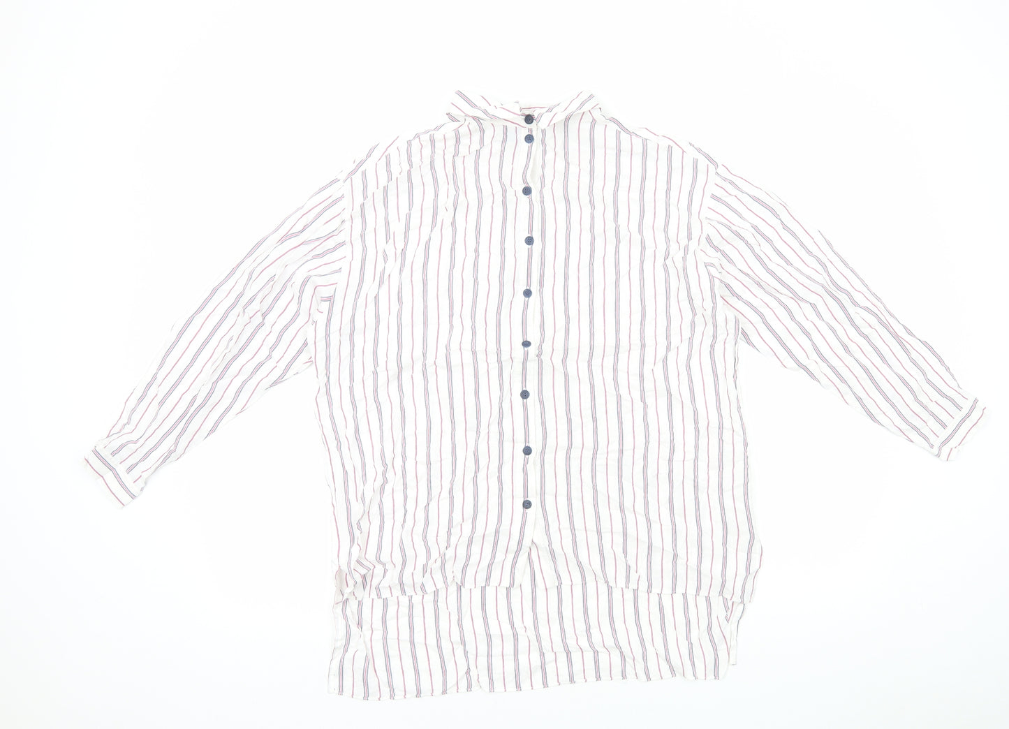 Topshop Womens Multicoloured Striped Viscose Basic Button-Up Size 10 Collared