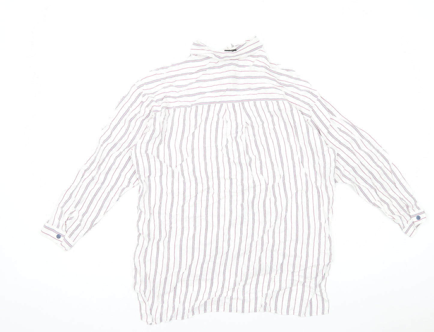 Topshop Womens Multicoloured Striped Viscose Basic Button-Up Size 10 Collared