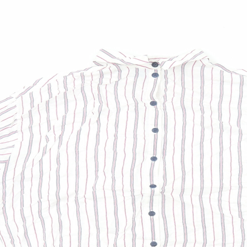 Topshop Womens Multicoloured Striped Viscose Basic Button-Up Size 10 Collared