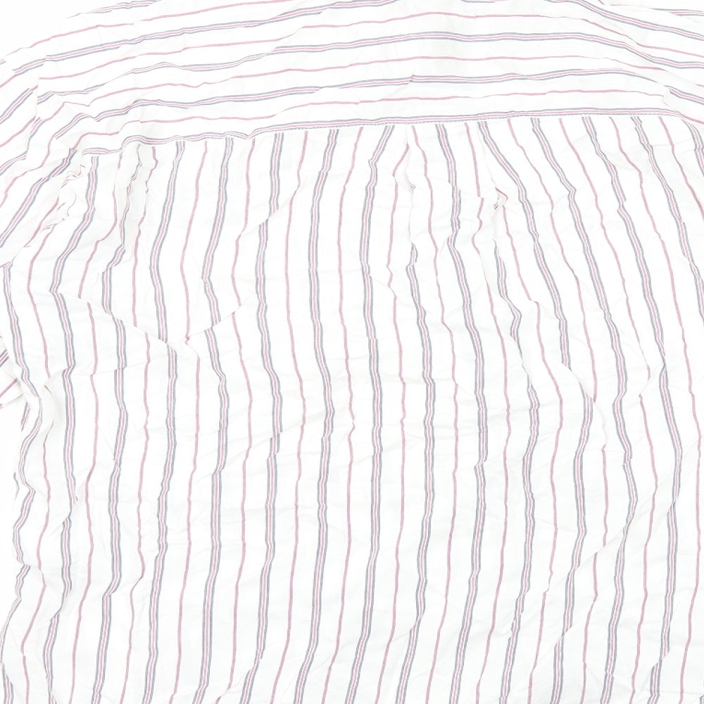 Topshop Womens Multicoloured Striped Viscose Basic Button-Up Size 10 Collared