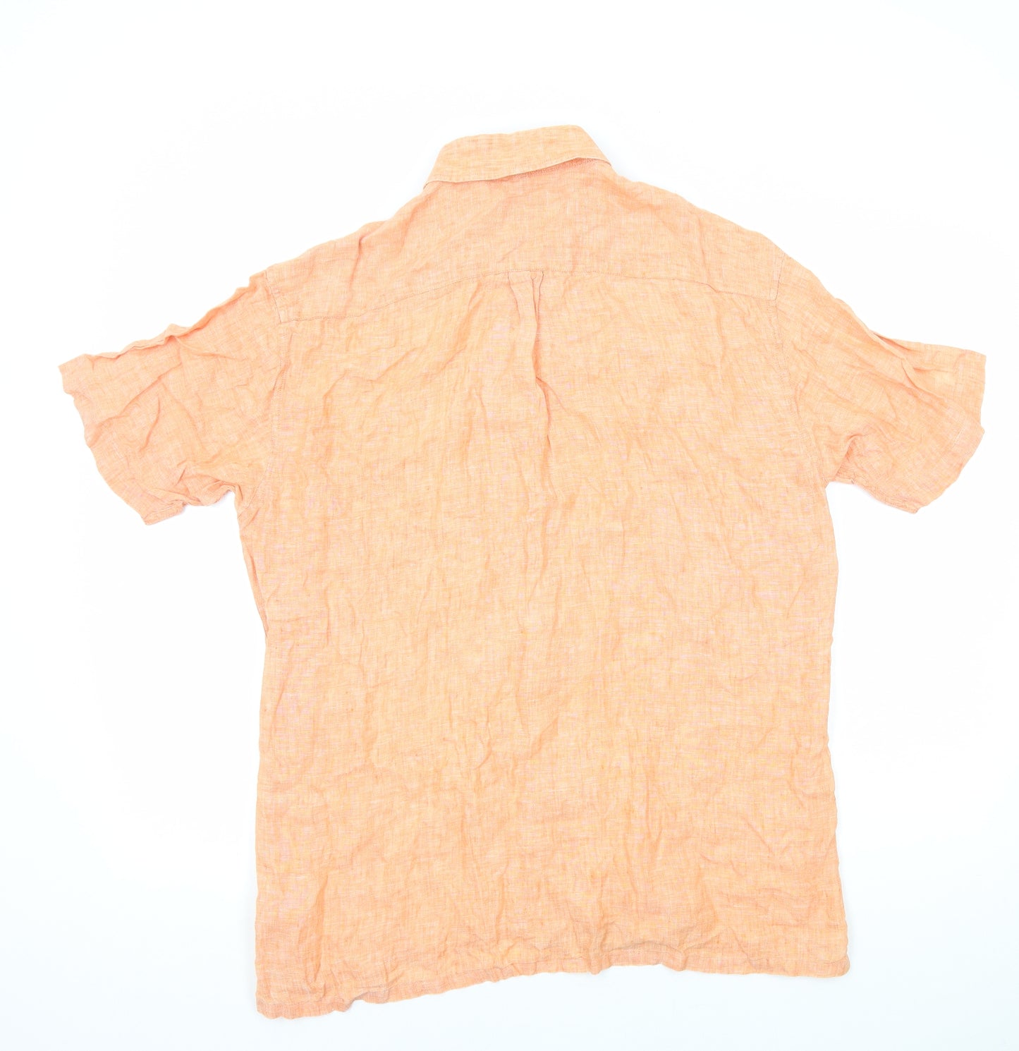 Westbury Mens Orange Linen Button-Up Size XL Collared Button