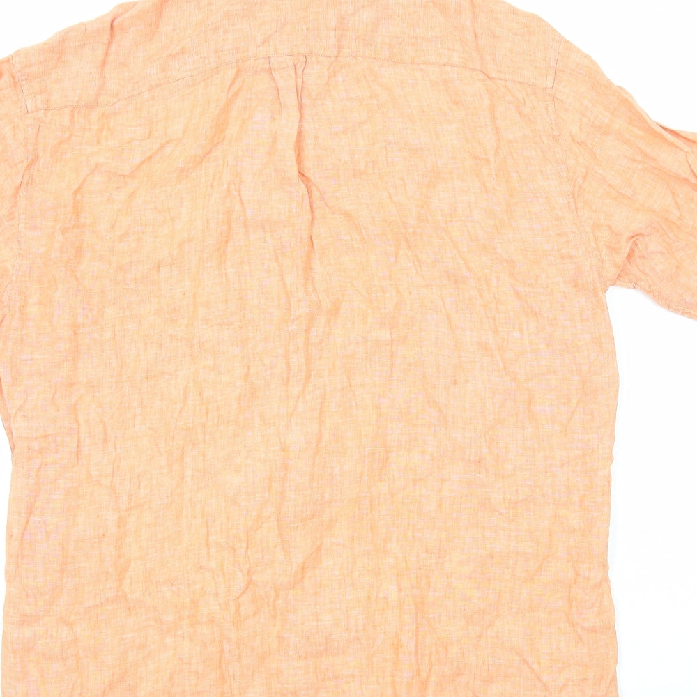 Westbury Mens Orange Linen Button-Up Size XL Collared Button