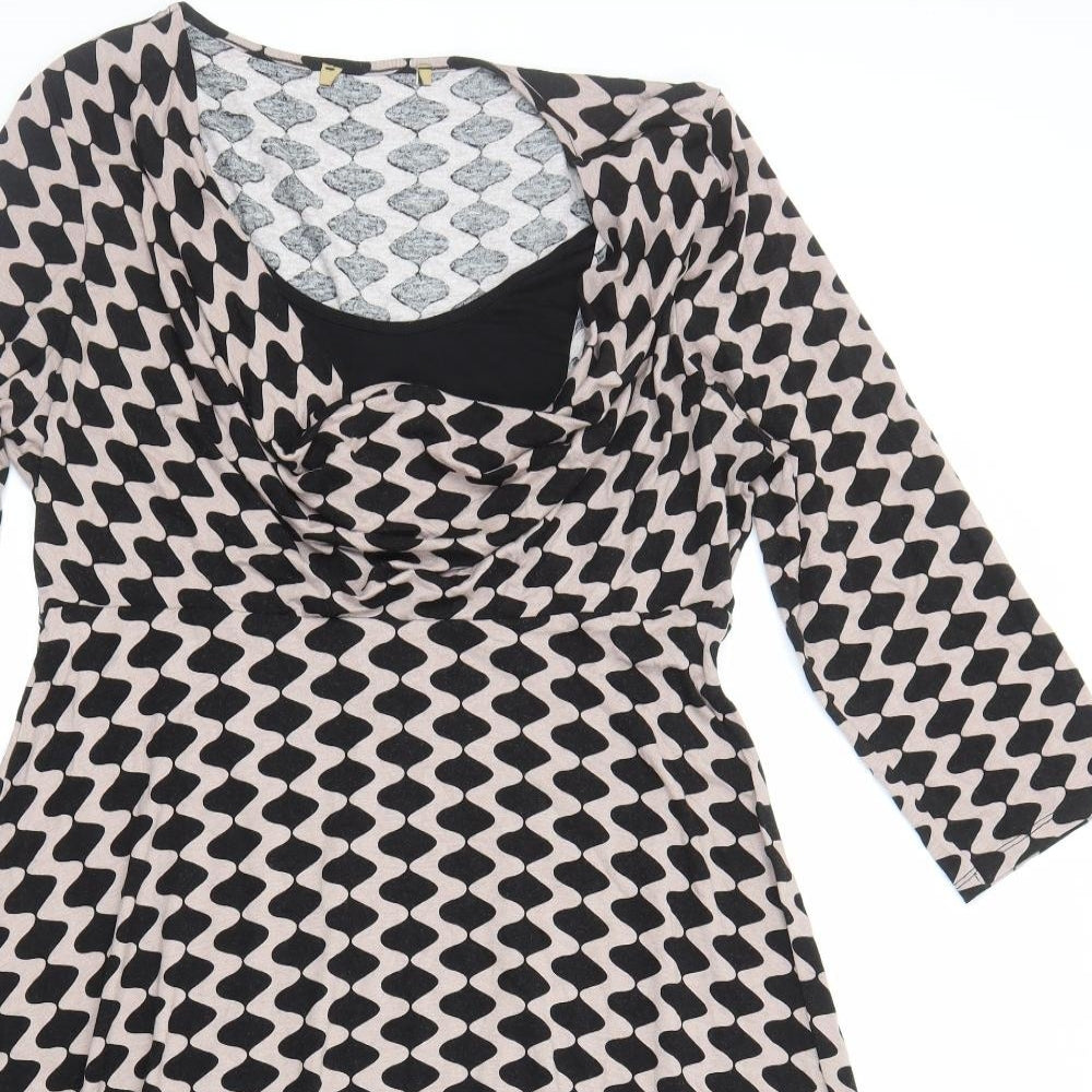 George Womens Beige Geometric Viscose A-Line Size 16 Cowl Neck Pullover