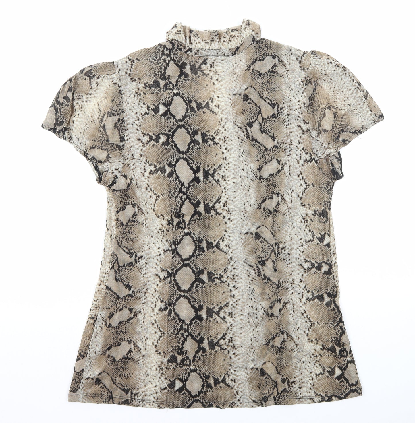 INC International Concepts Womens Brown Animal Print Nylon Basic Button-Up Size XL V-Neck - Snake Print