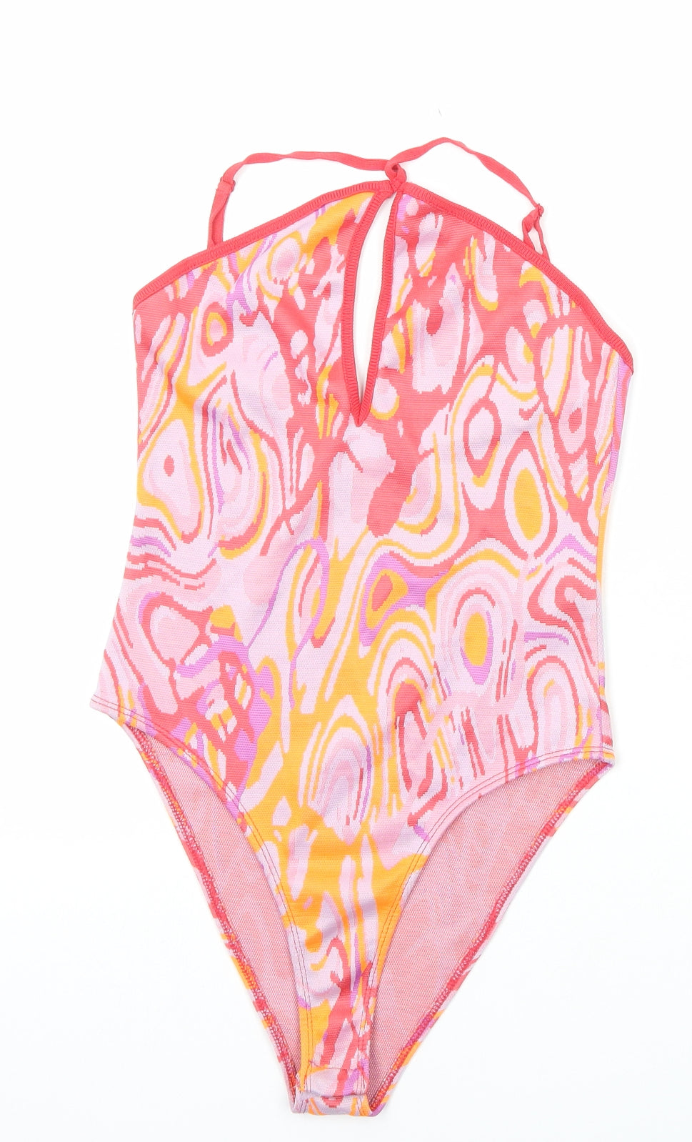 Zara Womens Multicoloured Geometric Polyester Bodysuit One-Piece Size S Snap