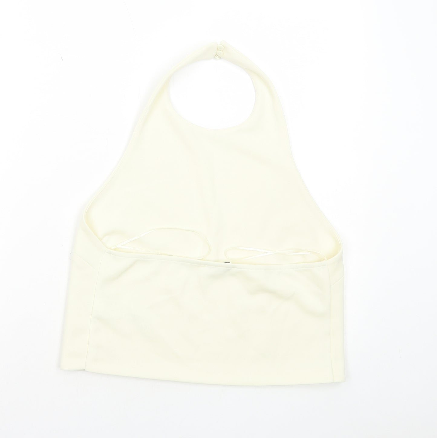 Zara Womens Ivory Polyester Cropped Tank Size L Halter