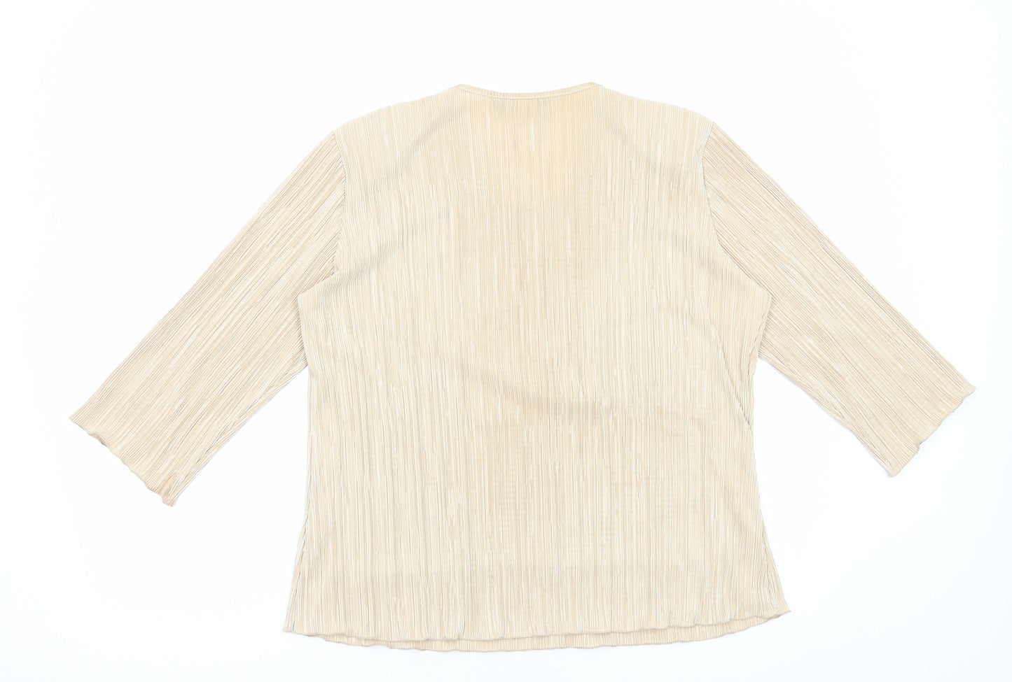Michael Gold Womens Gold Polyester Basic Blouse Size XL V-Neck