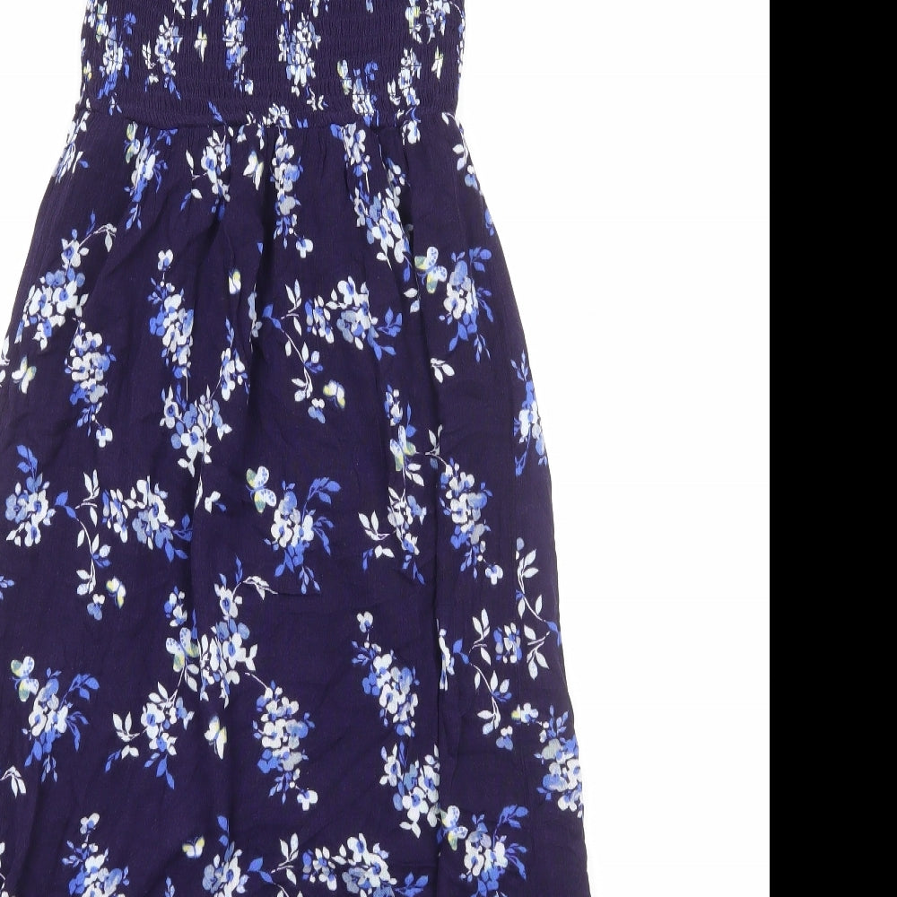 H&M Womens Blue Geometric Viscose A-Line Size 10 Off the Shoulder Pullover