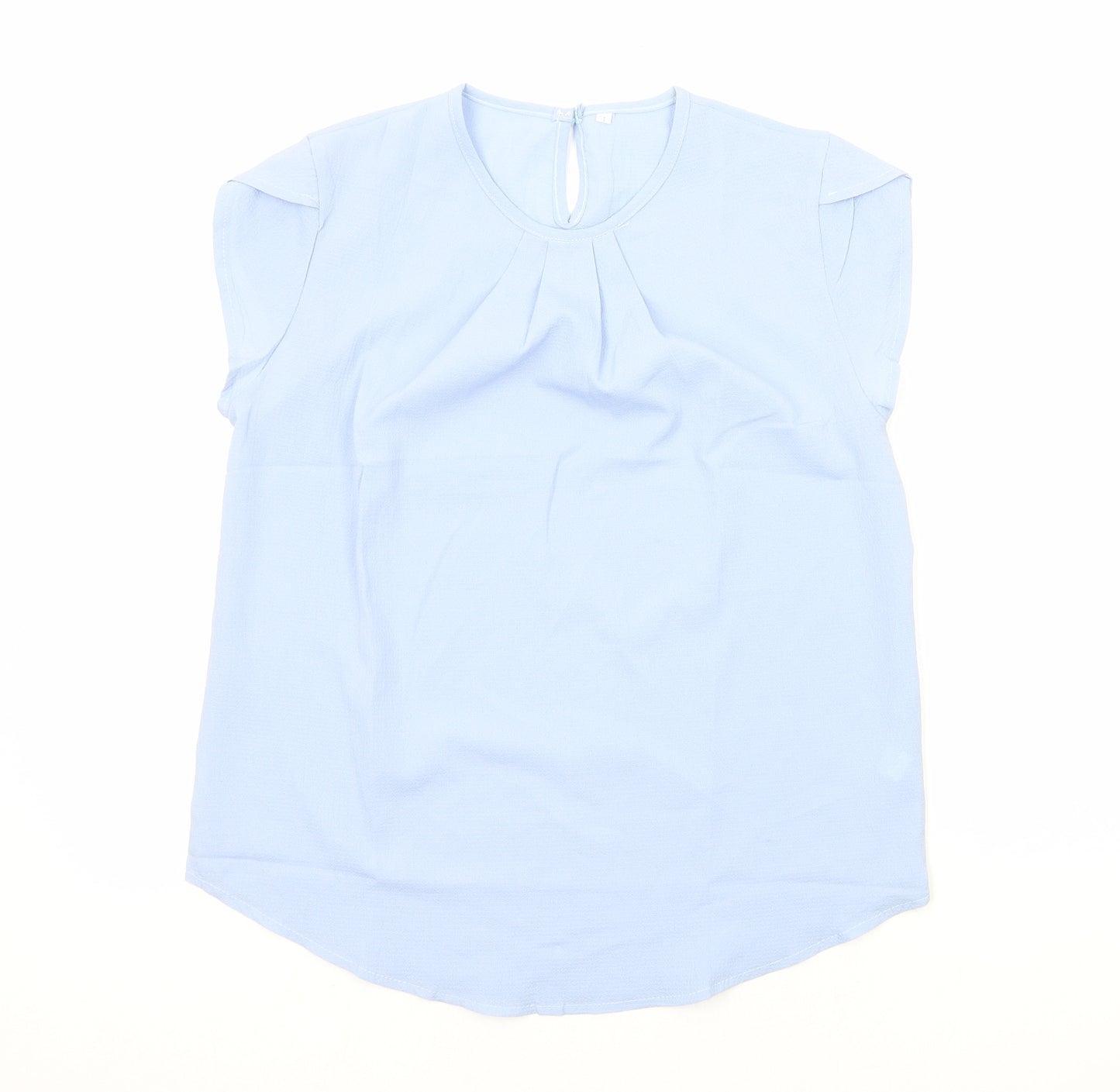 Preworn Womens Blue Polyester Basic T-Shirt Size L Round Neck