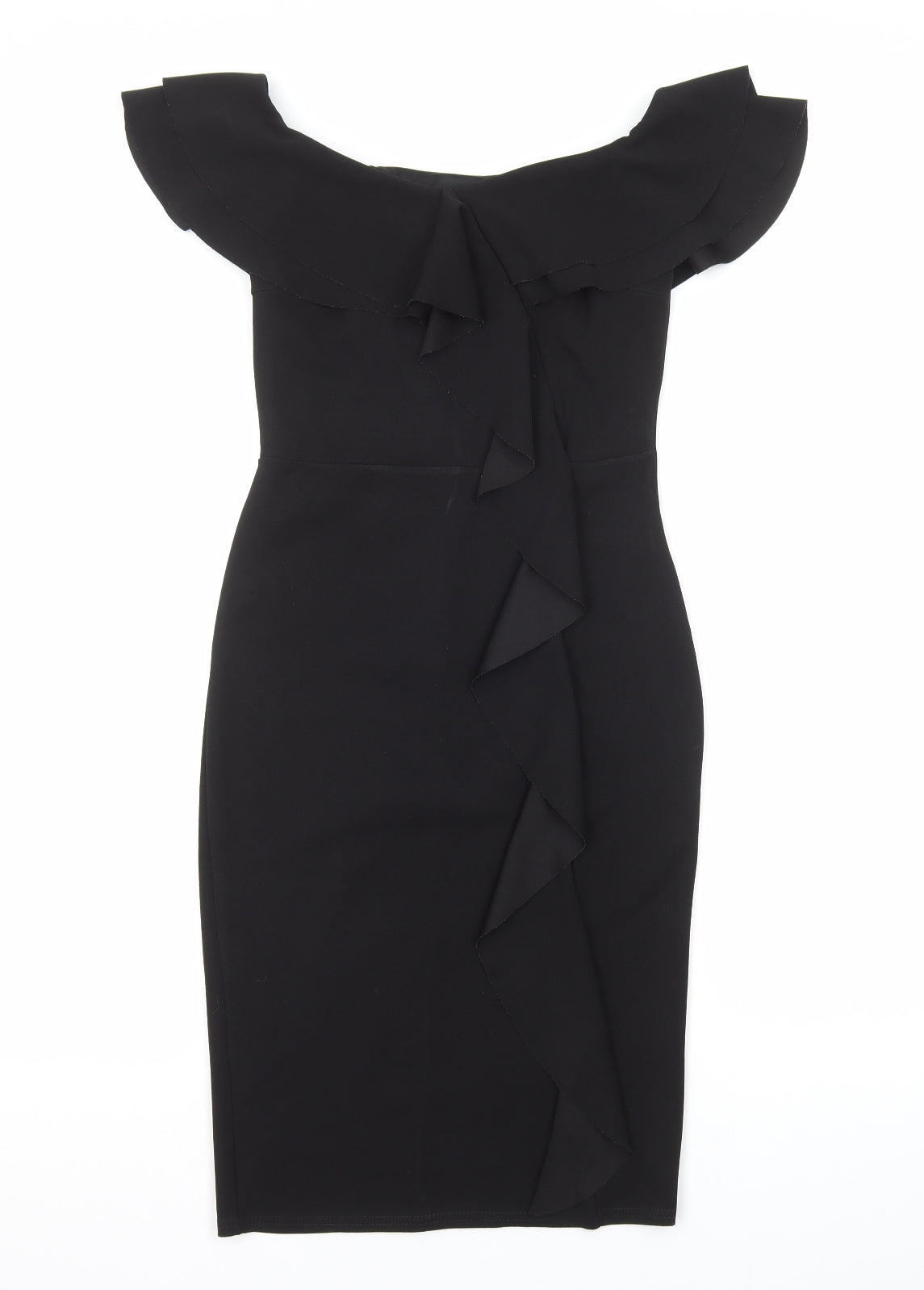 Quiz Womens Black Polyester Pencil Dress Size 10 Off the Shoulder Pullover