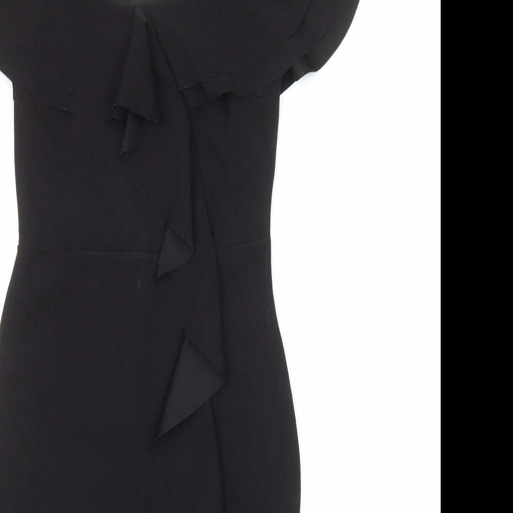 Quiz Womens Black Polyester Pencil Dress Size 10 Off the Shoulder Pullover