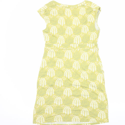 Boden Womens Yellow Geometric Viscose Pencil Dress Size 12 V-Neck Pullover