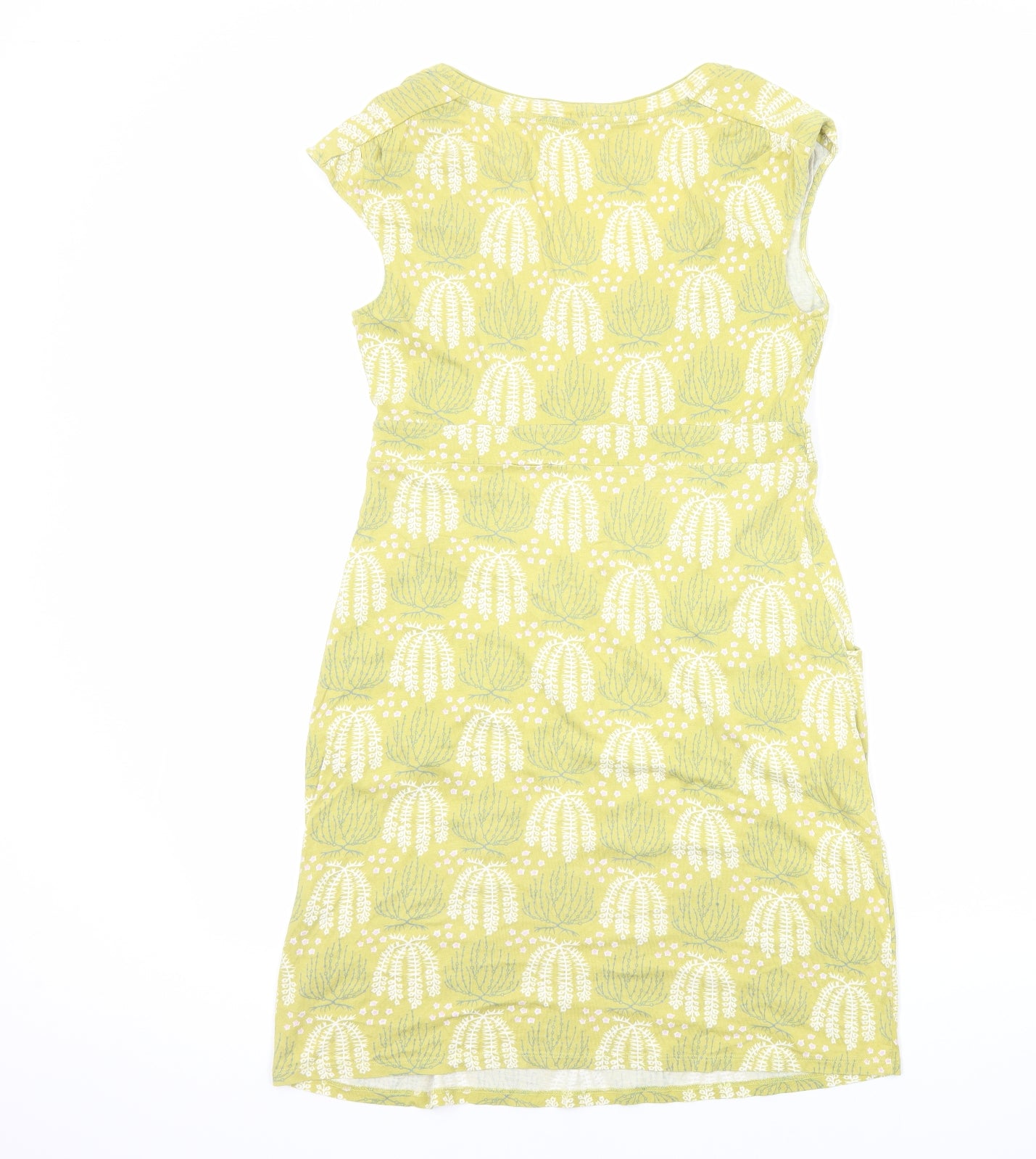 Boden Womens Yellow Geometric Viscose Pencil Dress Size 12 V-Neck Pullover