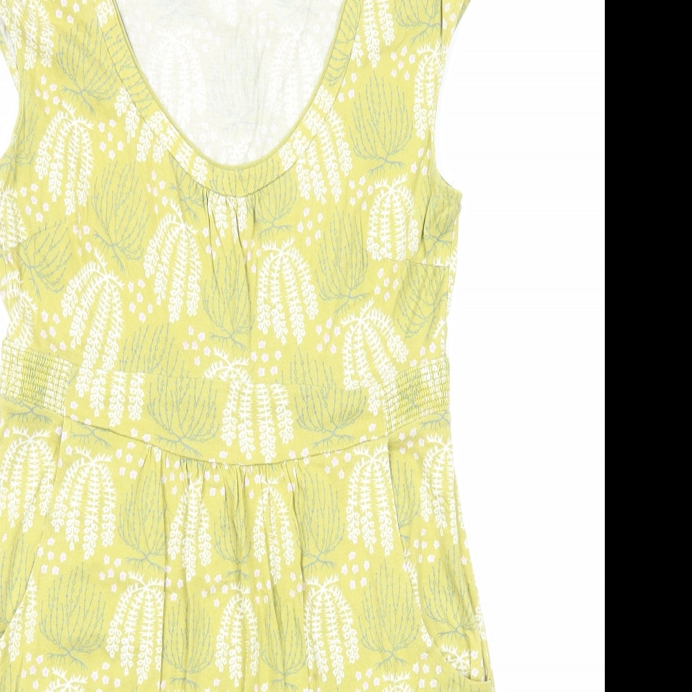 Boden Womens Yellow Geometric Viscose Pencil Dress Size 12 V-Neck Pullover