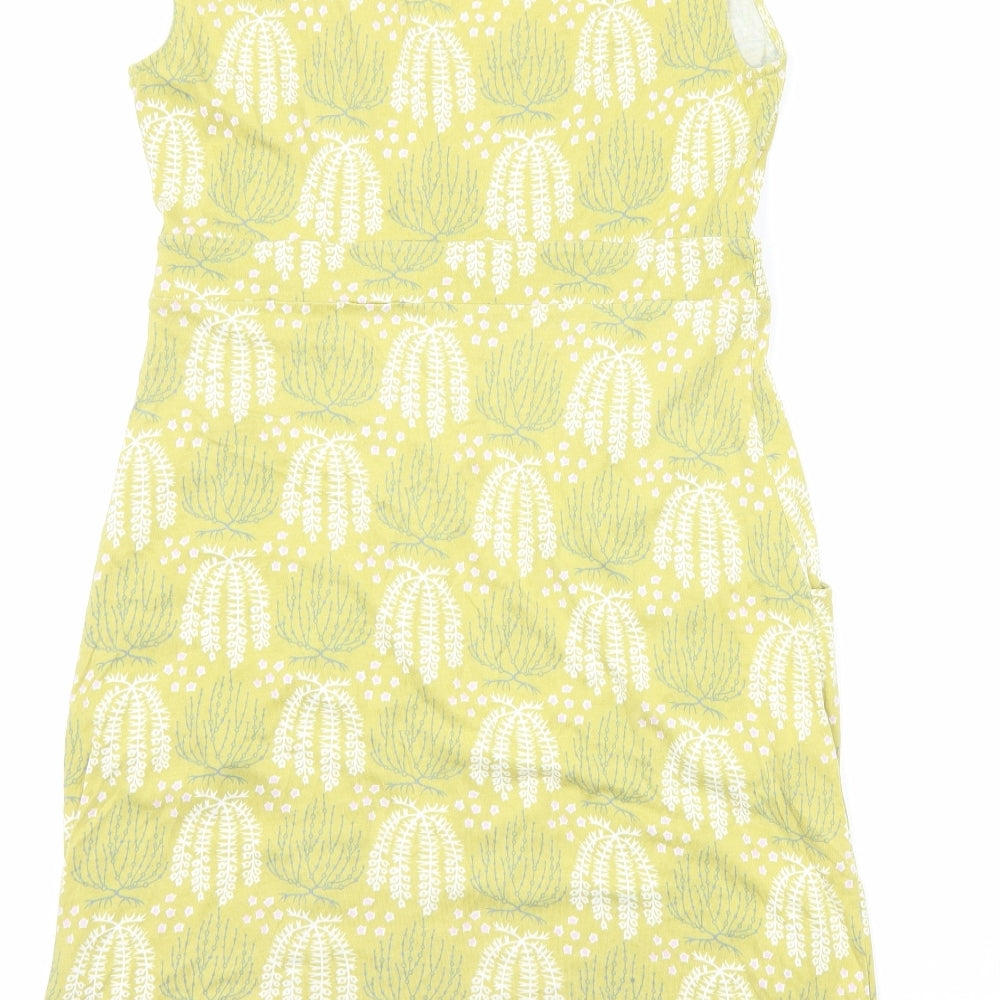 Boden Womens Yellow Geometric Viscose Pencil Dress Size 12 V-Neck Pullover
