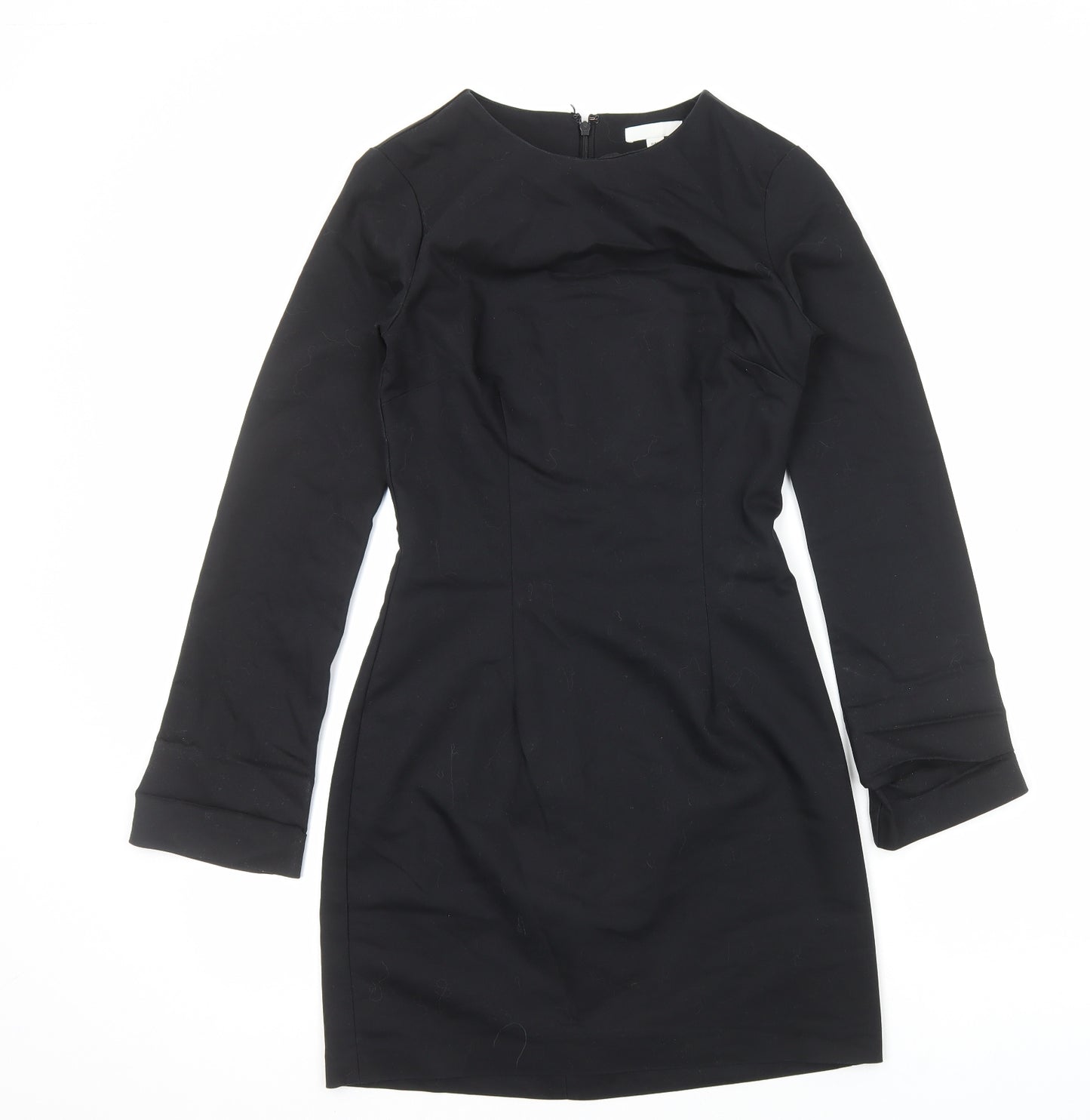 H&M Womens Black Viscose Bodycon Size 8 Round Neck Zip