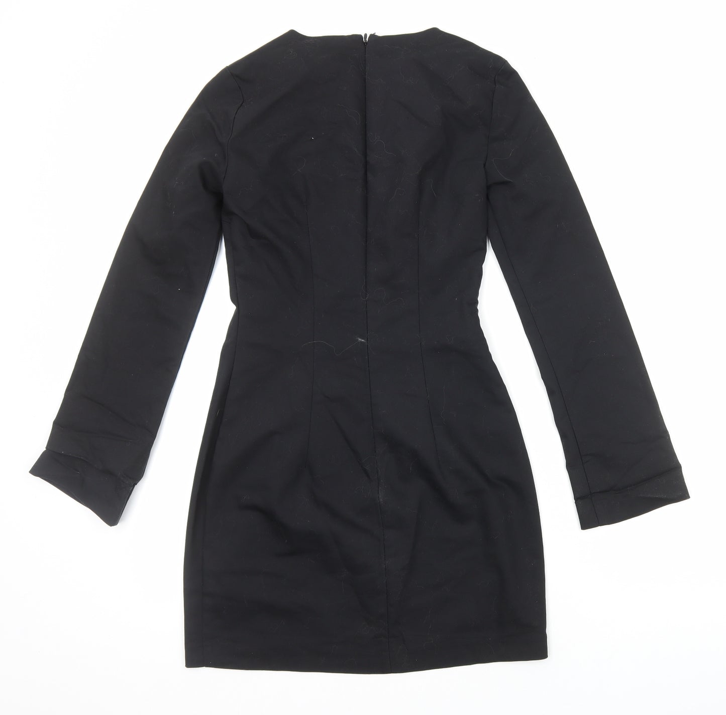 H&M Womens Black Viscose Bodycon Size 8 Round Neck Zip