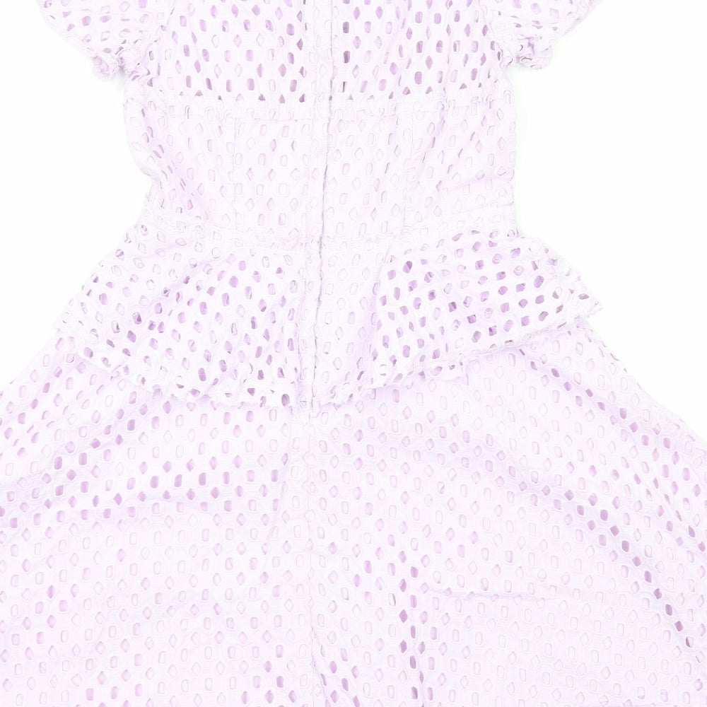 Banana Republic Womens Purple Viscose A-Line Size 6 Round Neck Zip