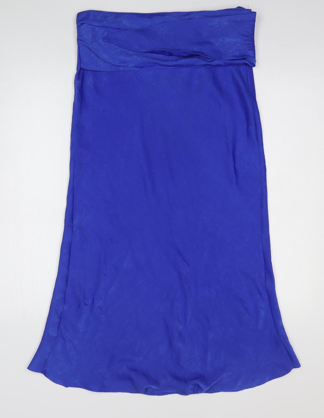 F&F Womens Blue Polyester Maxi Skirt Size 12 Zip