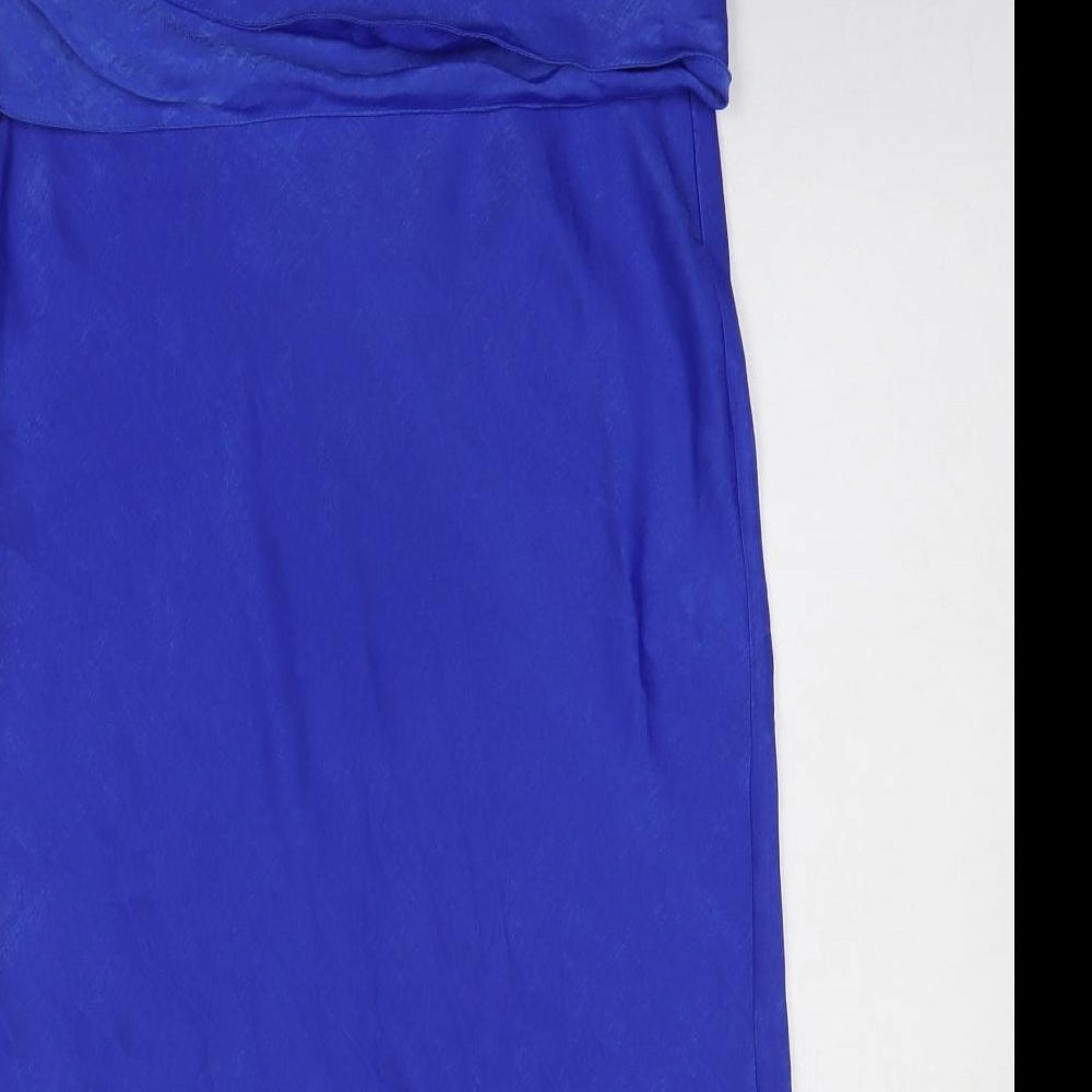 F&F Womens Blue Polyester Maxi Skirt Size 12 Zip