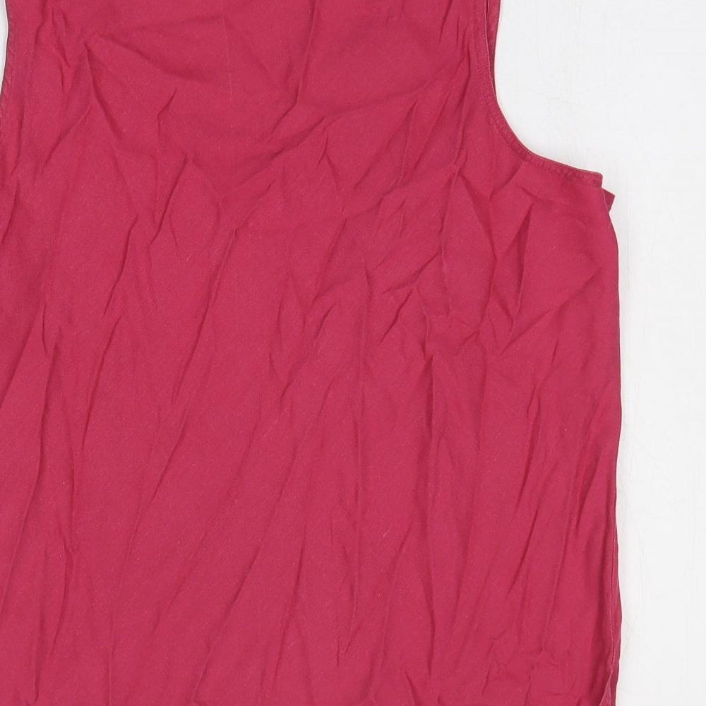 TIGI Womens Pink Floral Linen Basic Tank Size 18 Scoop Neck